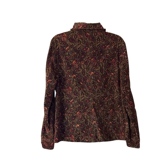 sahalie Jacket Floral Corduroy Boho Funnel Neck Paisley Retro Shacket Size Large - Picture 2 of 9